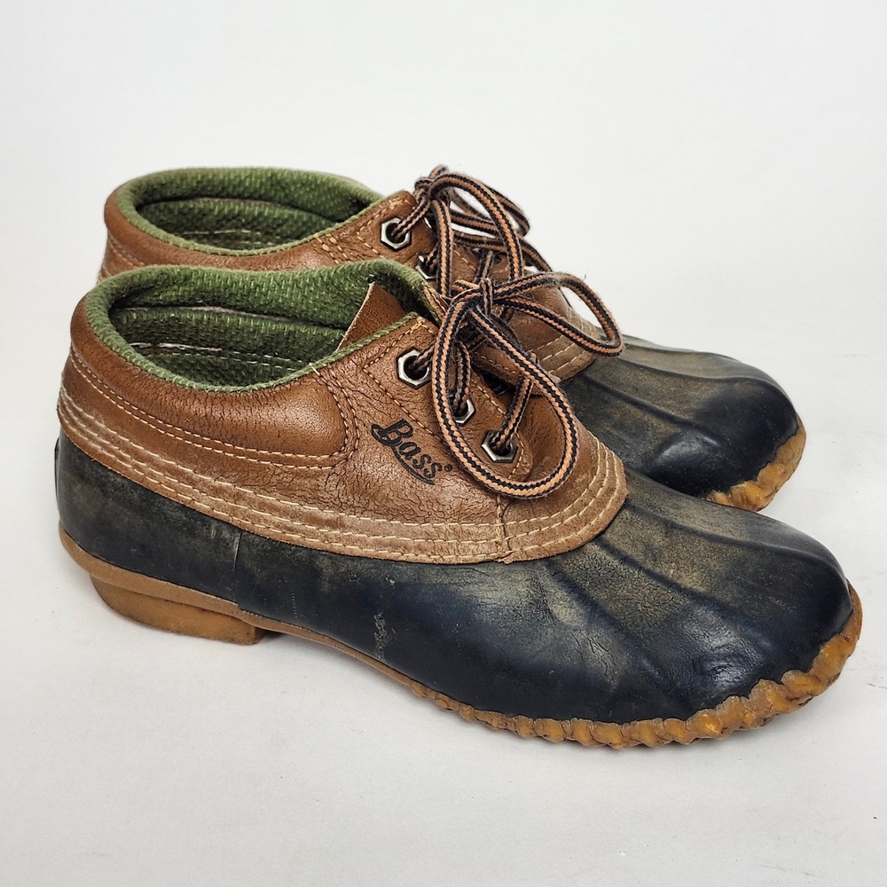 Vintage 80s GH Bass Duck Shoes Womens 8 M WELL WORN Rubber Leather Waterproof